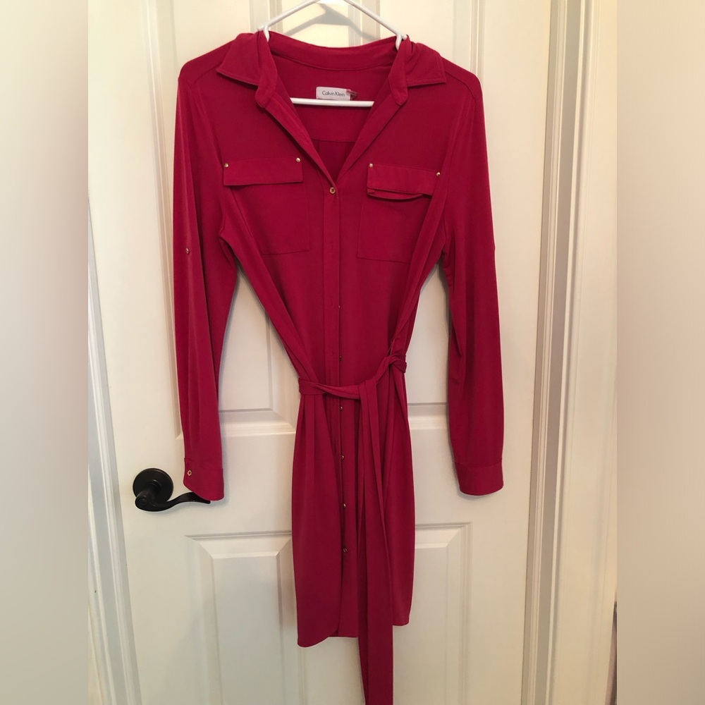 Calvin Klein button down pink dress